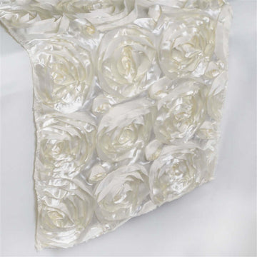 Rosette Satin 14"x108" Table Runner Ivory - Grandiose Design