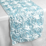 14x108inch Light Blue Grandiose 3D Rosette Satin Table Runner