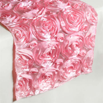 Rosette Satin 14"x108" Table Runner Pink - Grandiose Design