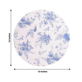 6 Pack White Blue Cardboard Paper Charger Plates with Chinoiserie Floral Print, 13inch Round