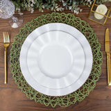 6 Pack | 15inch Olive Green Paper Fiber Woven Placemats, Round Table Mats