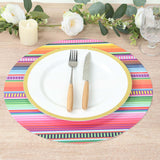 10 Pack Cinco De Mayo Party Theme Paper Placemats, 13inch Round Mexican Serape Fiesta Disposable