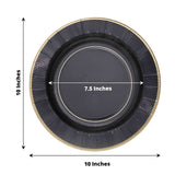 25 Pack | 10inch Black Sunray Gold Rimmed Serving Dinner Paper Plates, Disposable Party Plates