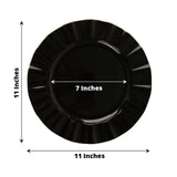 10 Pack | 11 Black Disposable Dinner Plates With Gold Ruffled Rim, Round Plastic Party Plates