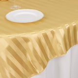 Champagne Satin Stripe Square Table Overlay, Smooth Elegant Table Topper