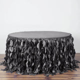 17FT Charcoal Grey Curly Willow Taffeta Table Skirt