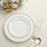 10 Pack | 10inch White / Gold Beaded Rim Disposable Dinner Plates