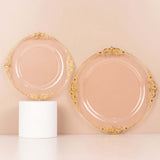 10 Pack | 10inch Round Plastic Dinner Plates in Vintage Transparent Blush