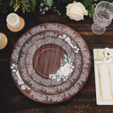 25 Pack Round Paper Charger Plates in Brown Rustic Wood Print, 13inch Disposable Charger Plates