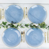 20 Pack 13inch Economy Plastic Charger Plates – Transparent Dusty Blue Swirl Design Gold Rim
