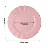 10 Pack | 11 Dusty Rose Disposable Dinner Plates With Gold Ruffled Rim, Round Plastic Party Plates