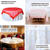 72" x 72" Fuchsia Satin Edge Embroidered Sheer Organza Square Table Overlay