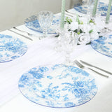 6 Pack Round Floral Acrylic Charger Plates in French Toile Pattern