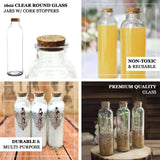 12 Pack | 16oz Clear Round Glass Bottles With Cork Stoppers, Refillable Glass Storage Jars - 9inch