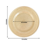 8-Pack Glass Round Charger Plates Gold with Beaded Rim & Cross-Stitch Pattern, Event Tabletop