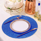 6 Pack | Royal Blue Sparkle Placemats, Non Slip Decorative Round Glitter Table Mat