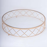 14inch Gold Metal Geometric Diamond Cut Cake Stand, Dessert Display Riser with Glass Top