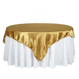 90"x90" Gold Satin Square Table Overlay