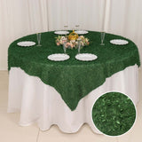 72x72inch Green Fringe Shag Square Polyester Table Overlay