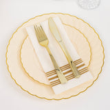 10 Pack 7.5" Ivory Gold Flair Rim Disposable Salad Plates, Round Plastic Dessert Appetizer Plates