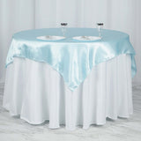 60"x 60" Light Blue Seamless Satin Square Tablecloth Overlay