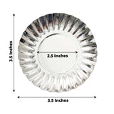 50 Pack | 3.5inch Metallic Silver Scalloped Rim Mini Paper Party Plates