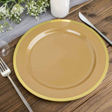 10 Pack | 10inch Regal Gold Round Plastic Dinner Plates