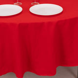 Red Seamless Cotton Linen Blend Round Tablecloth - 90inch