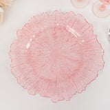 6 Pack 13inch Transparent Blush Round Reef Acrylic Plastic Charger Plates, Dinner Charger Plates