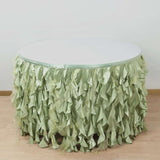 14ft Sage Green Curly Willow Taffeta Table Skirt