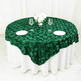 72inch x 72inch Hunter Emerald Green 3D Rosette Satin Table Overlay