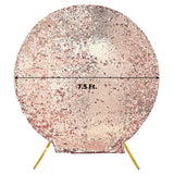 7.5ft Sparkly Blush / Rose Gold Double Sided Big Payette Sequin Round Fitted Wedding Arch Cover