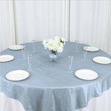 72x72Inch Dusty Blue Accordion Crinkle Taffeta Table Overlay, Square Tablecloth Topper