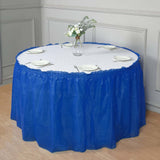 5 Pack Plastic Table Skirts Royal Blue Ruffled - Durable Disposable Skirts for Events 14ft