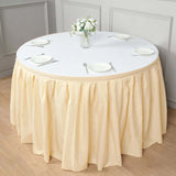 21ft Beige Pleated Polyester Table Skirt, Banquet Folding Table Skirt