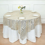 72inch Square Champagne Diamond Glitz Sequin Table Overlay Topper