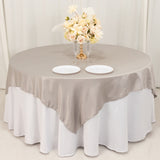 72x72inch Silver Lamour Satin Table Overlay, Square Tablecloth Topper