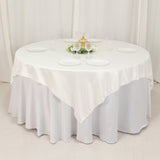 72x72inch Ivory Lamour Satin Table Overlay, Square Tablecloth Topper