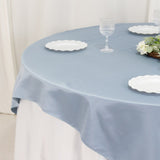 72x72inch Dusty Blue Lamour Satin Table Overlay, Square Tablecloth Topper