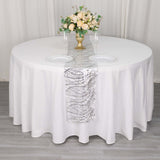 12x108inch Silver Wave Mesh Table Runner With Embroidered Sequins