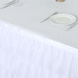 14ft 5-Tier White Chiffon Ruffled Tutu Wedding Table Skirt with Satin Backing