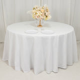 120inch White Cotton Blend Round Tablecloth Seamless for 5 Foot Table