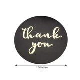 500pcs|1.5inch Round Thank You Stickers Roll With Gold Foil Text On Black, DIY Envelope Seal Labels