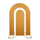 Set of 2 Gold Spandex Fitted Wedding Arch Covers for Round Top and Double Arch