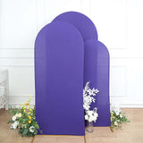 Set of 3 | Matte Purple Spandex Fitted Chiara Backdrop Stand Cover For Round Top