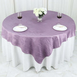 72inch x 72inch Violet Amethyst Accordion Crinkle Taffeta Table Overlay, Square Tablecloth Topper