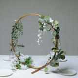 24inch Gold Round Arch Wedding Centerpiece, Metal Hoop Wreath Tabletop Decor