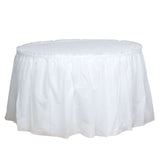 14ft White Ruffled Plastic Disposable Table Skirt, Waterproof Spill Proof Outdoor/Indoor Table Skirt