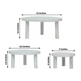 Set of 3 Whitewash Wooden Pedestal Cupcake Stands with Removable Legs, Stackable Round