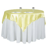 72" x 72" Yellow Satin Square Tablecloth Overlay